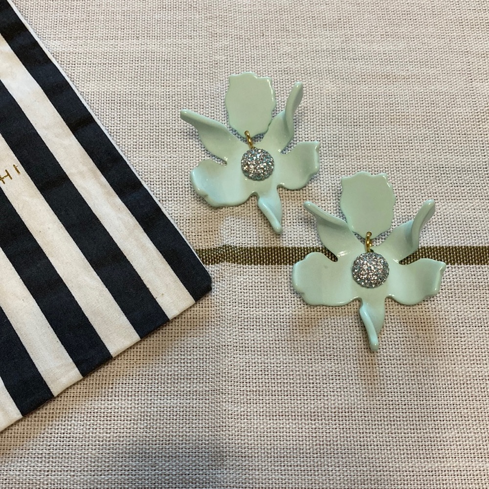 Lele Sadoughi Mint Green Small Crystal Lily Earrings
